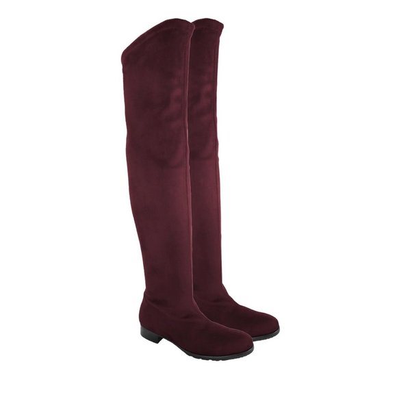 Ron White Shoes - RAPISARDI RON WHITE Jenny Over-the-Knee Stretch Boots - Bordeaux Red Eco Leather